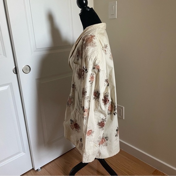 French Connection Compulsive Vintage Floral Cream Cotton Oversized Blazer Size M - Picture 6 of 11